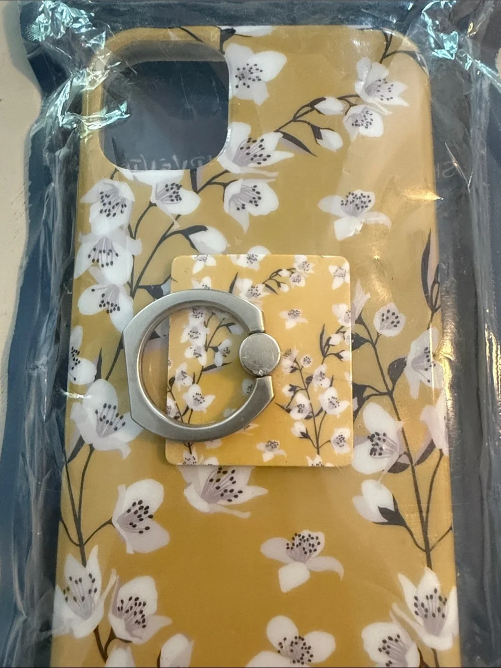 Casely iPhone 11 Yellow Cherry Blossom Floral Case New with Ring